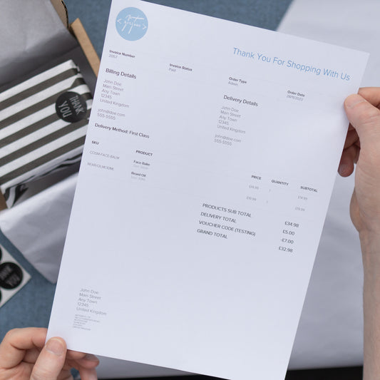 ShopWired Order Invoice with Customised Header Message - Lifestyle Shot